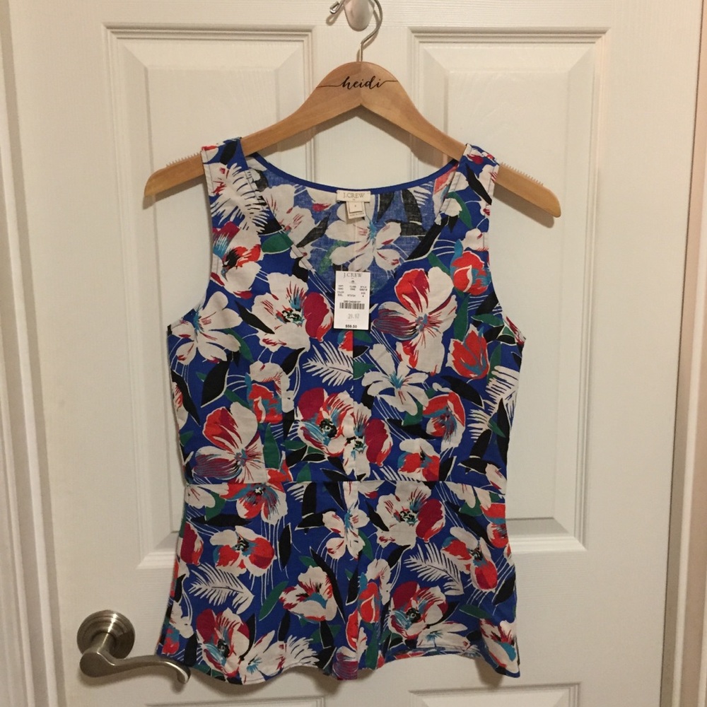 NWT J. Crew Hawaiian Print Peplum Sz 4 Tank